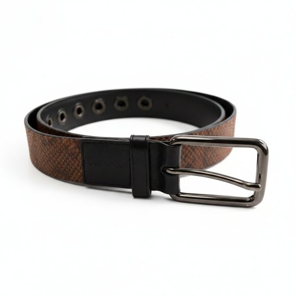 ♥️FATHER\'S DAY! Via Spiga Textured Leather Belt Brown Luxe Men\'s NEW - S main image 4